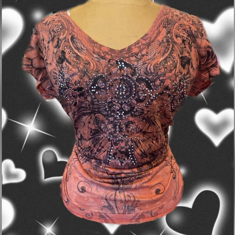 vintage rhinestone cross top